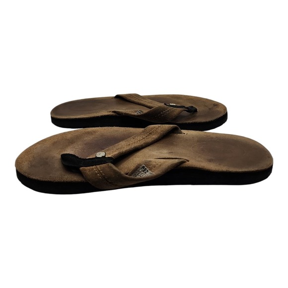 Teva Leather Sandals Womens 7 Brown Flip Flops Flats Casual Comfort Used - Picture 7 of 8